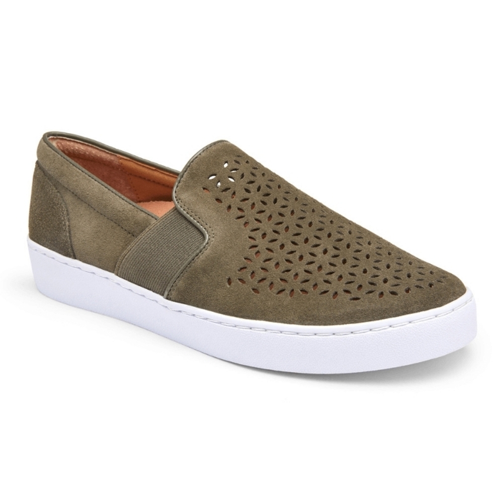 Vionic Kani Olive Green Slip On Casual Shoes Sneakers Suede 9.5 SH408